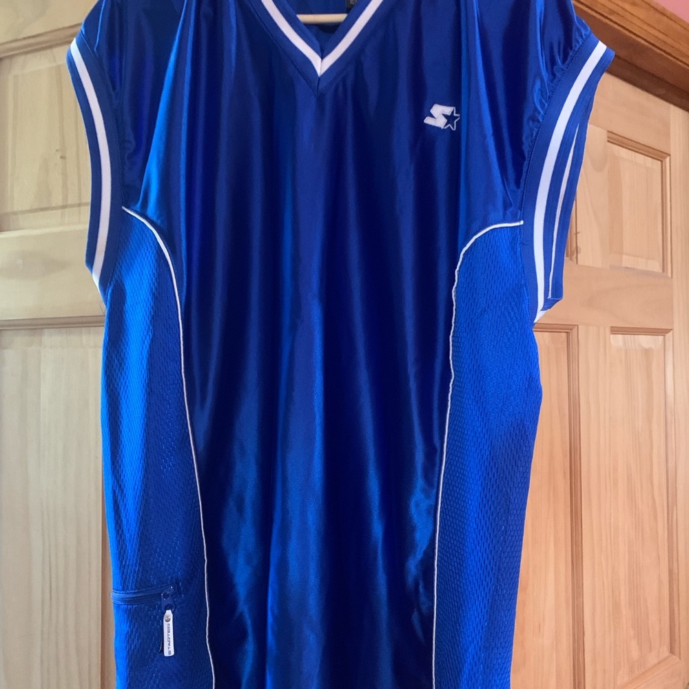 LIKE NEW STARTER Royal Blue and White Sleeveless Basketball Jersey